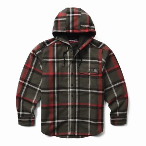 Wolverine Bucksaw Hooded Flannel Shirt Big & Tall Kabát Férfi Piros | TQS4774VT