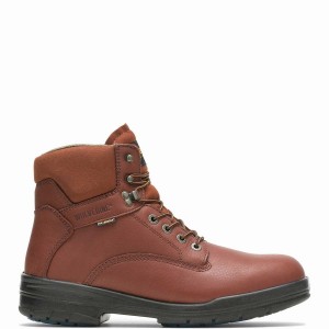 Wolverine DuraShocks® SR Steel-Toe Direct-Attach 6" Munkabakancs Férfi Piros Barna | GGQ8742UI