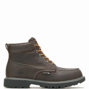 Wolverine Floorhand Moc Toe 6” Munkabakancs Férfi Sötétkávé | RST1881NL