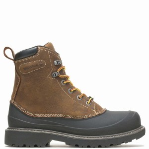 Wolverine Floorhand Swamp 6" Steel-Toe Munkabakancs Férfi Sötétbarna | YWU1289PD