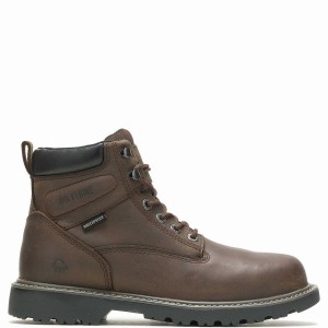 Wolverine Floorhand Waterproof 6" Munkabakancs Férfi Sötétbarna | BJM4417AV