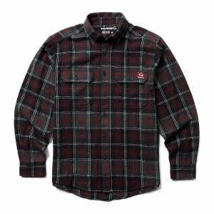 Wolverine Glacier Heavyweight Long Sleeve Flannel Ingek Férfi Fekete Piros | UFX2272JF