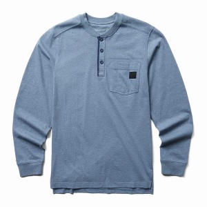 Wolverine Guardian Cotton™ Long Sleeve Henley Póló Férfi Kék | VWJ5229TK