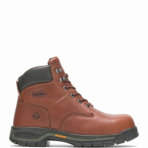 Wolverine Harrison Lace-Up Steel-Toe 6" Munkabakancs Férfi Barna | DZB1765JZ