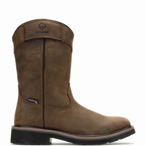 Wolverine Rancher Pull-Tab Waterproof Steel-Toe Wellington Csizma Férfi Sötétkávé | FEU8723MI