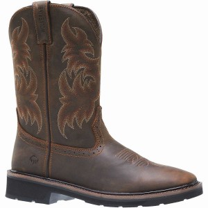 Wolverine Rancher Square-Toe Steel-Toe Wellington Csizma Férfi Barna Piros | UMD6619LM