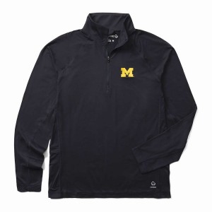 Wolverine x Valiant University of Michigan Sun-Stop Eco Half Zip Póló Férfi Sötétkék | KDU9021LF