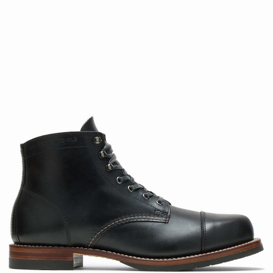 Wolverine 1000 Mile Cap-Toe Classic Munkabakancs Férfi Fekete | ZOU498XI