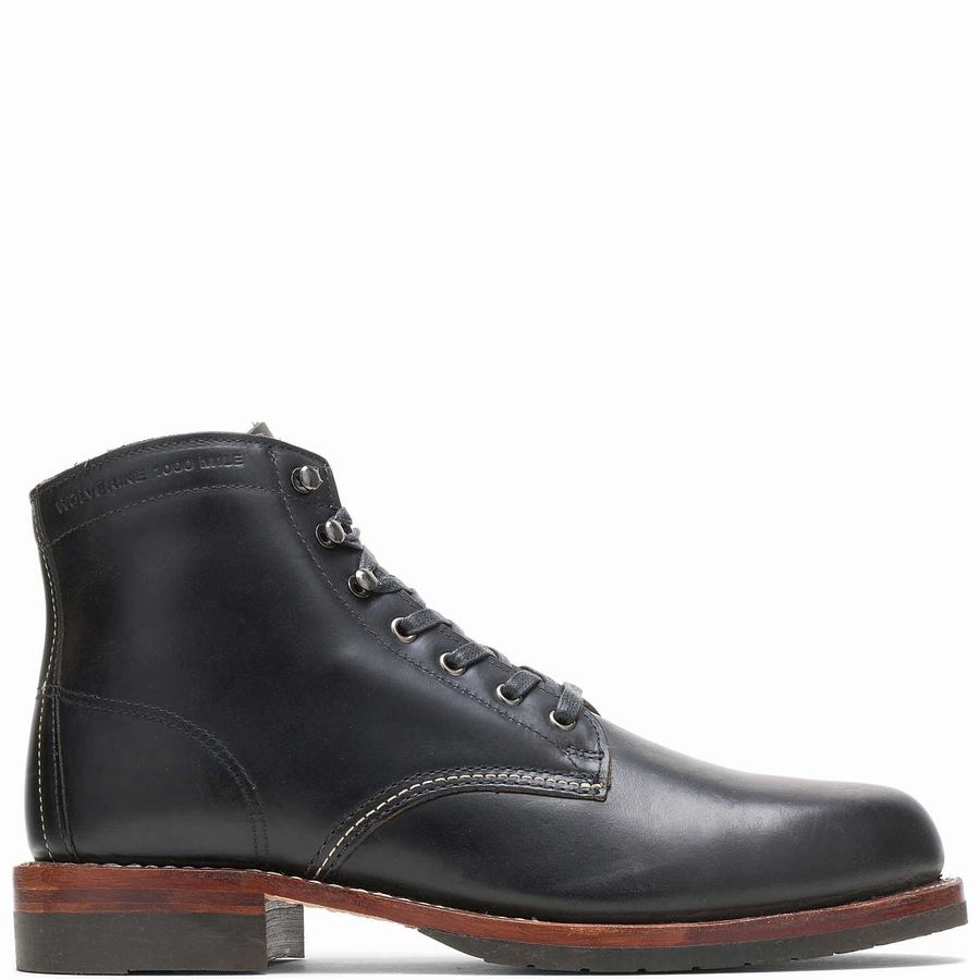 Wolverine 1000 Mile Plain-Toe Classic Munkabakancs Férfi Fekete | YTI4041TP