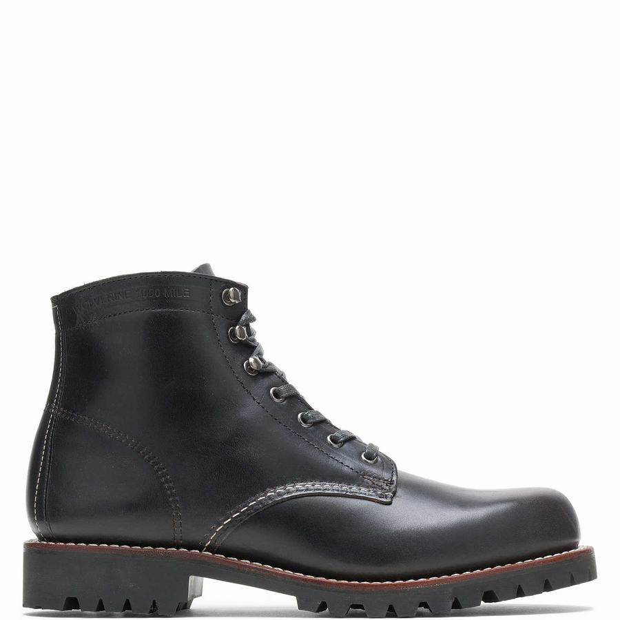 Wolverine 1000 Mile Plain-Toe Rugged Munkabakancs Férfi Fekete | SXU7120LN