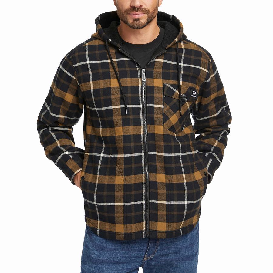 Wolverine Bucksaw Sherpa Shirt Kabát Férfi Fekete Barna | QPL8967ZO