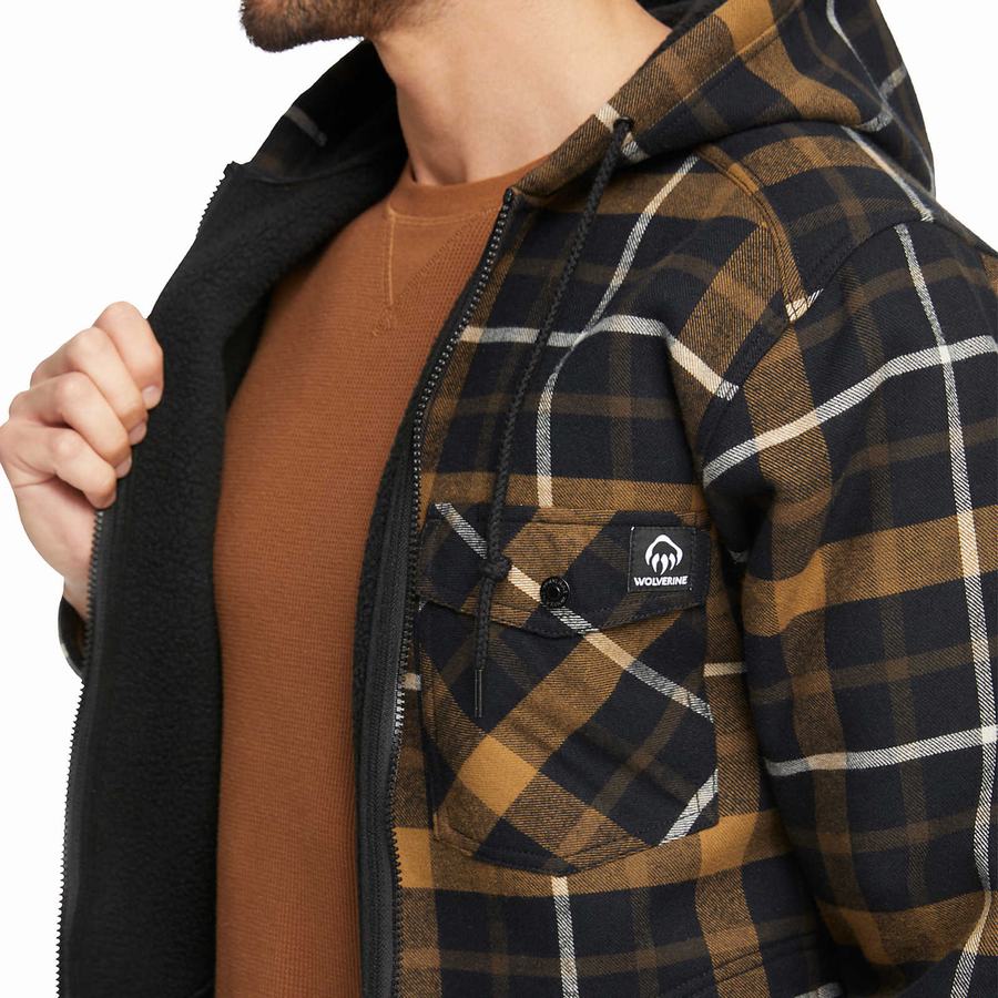 Wolverine Bucksaw Sherpa Shirt Kabát Férfi Fekete Barna | QPL8967ZO