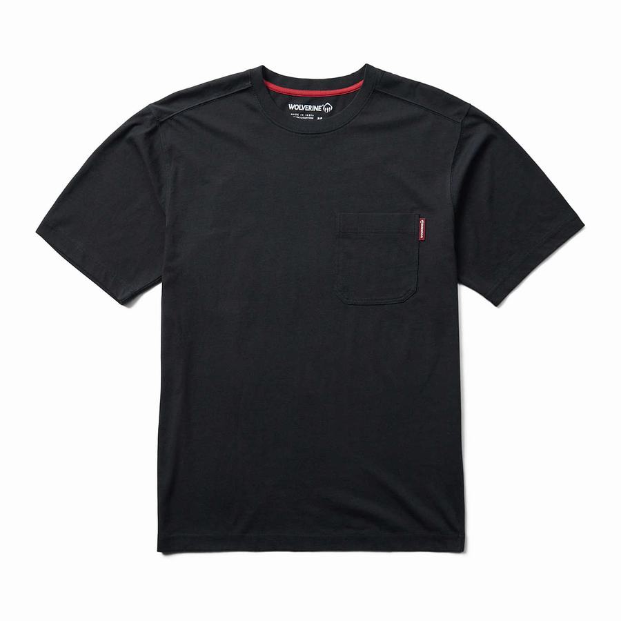 Wolverine Classic Short Sleeve Graphic Pocket Tee Póló Férfi Fekete | EMM645HW