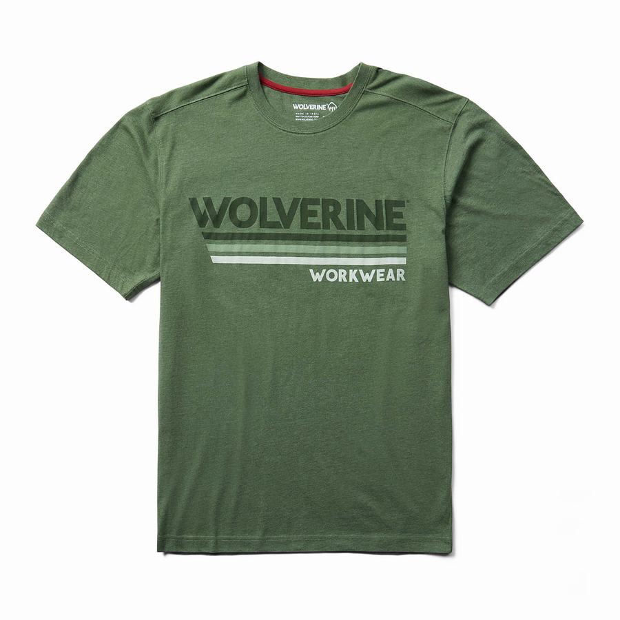 Wolverine Classic Short Sleeve Graphic Tee Póló Férfi Barna Zöld | PCT6453JO