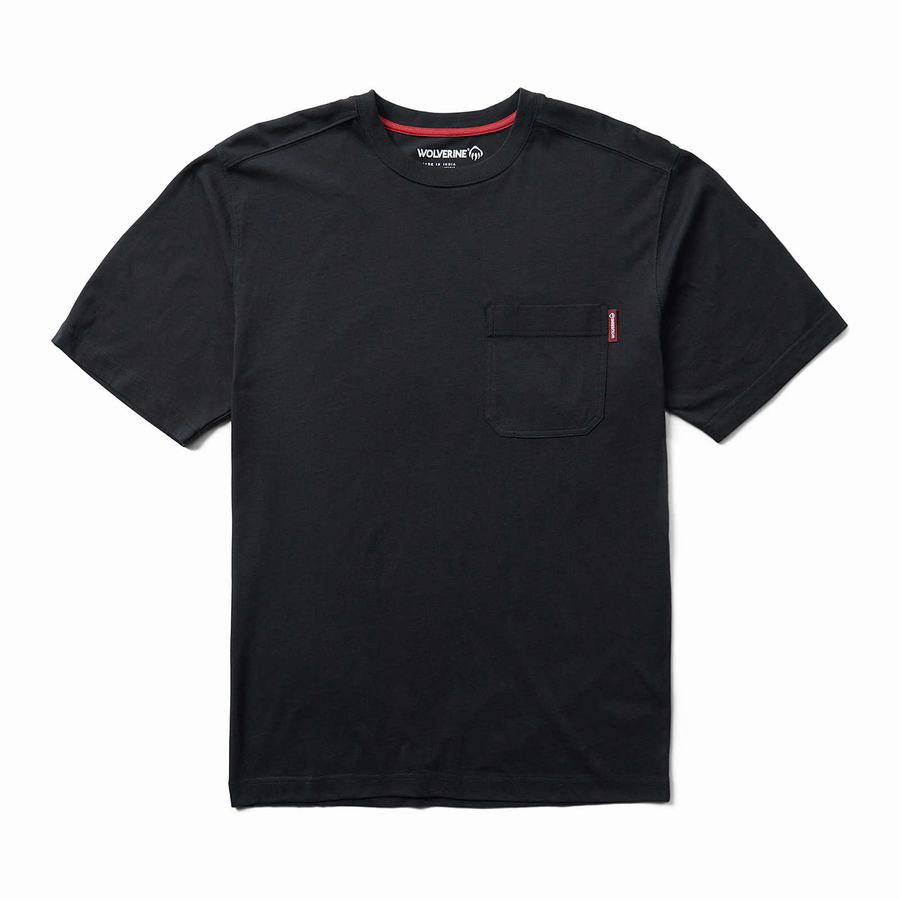 Wolverine Classic Short Sleeve Pocket Tee Póló Férfi Fekete | GPI7082SI