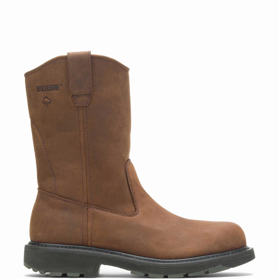 Wolverine DD Work Steel Toe Wellington Csizma Férfi Sötétbarna | DIC5994OU