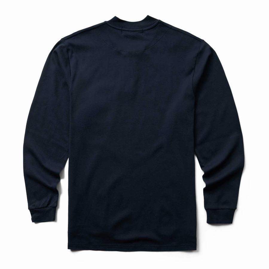 Wolverine FR Long Sleeve Henley Póló Férfi Sötétkék | PXP9519OU