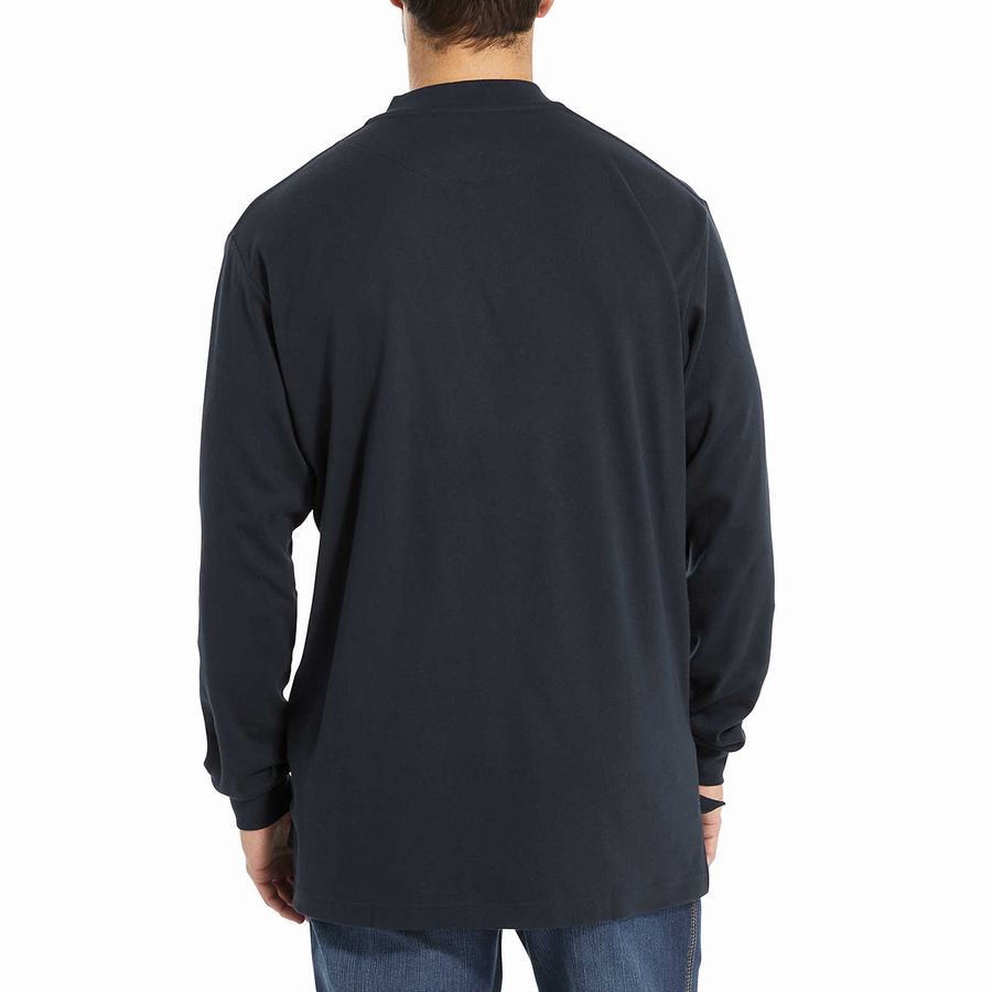 Wolverine FR Long Sleeve Henley Póló Férfi Sötétkék | PXP9519OU