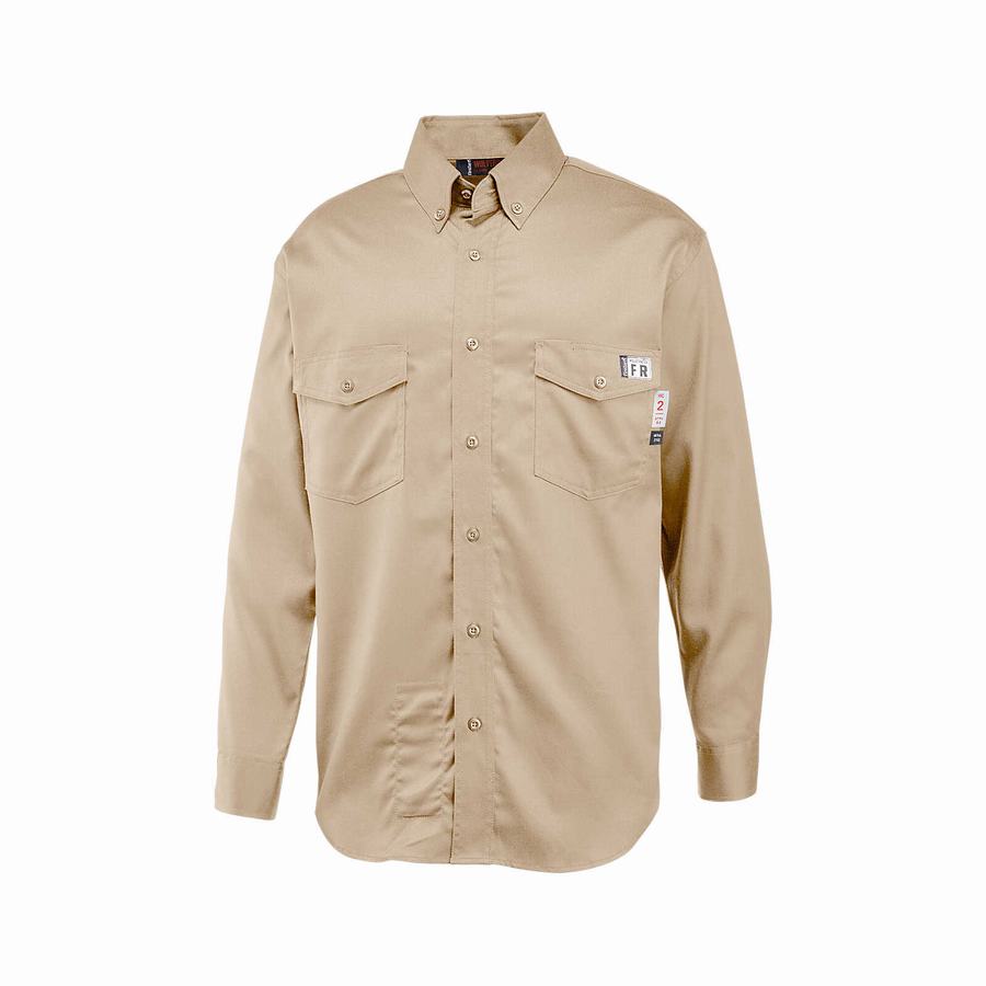 Wolverine FireZerO Twill Long Sleeve - 3X Ingek Férfi Khaki | ZJL614LU