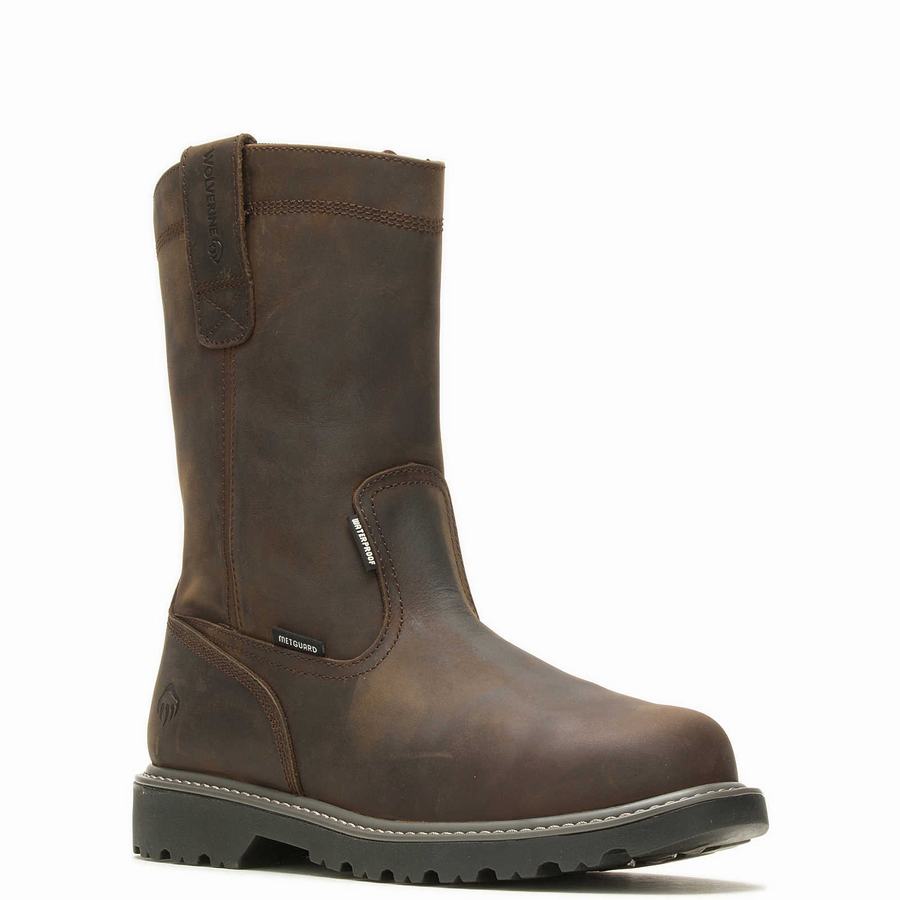 Wolverine Floorhand Met-Guard Steel-Toe Wellington Csizma Férfi Sötétbarna | QMJ2127HA