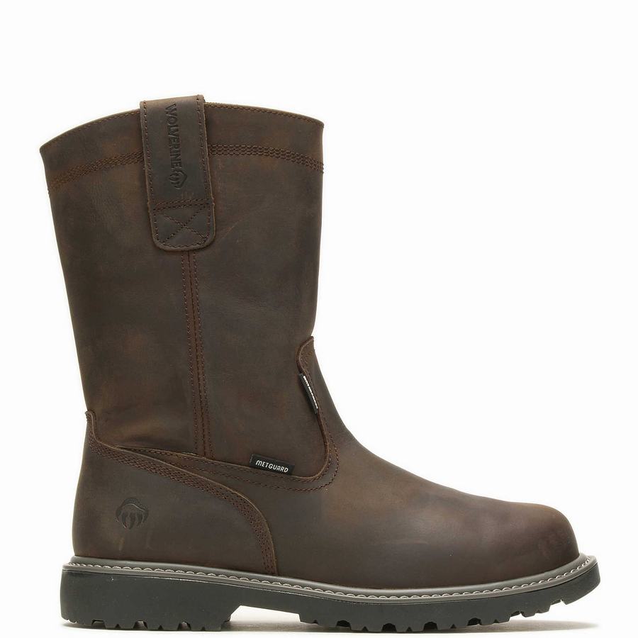 Wolverine Floorhand Met-Guard Steel-Toe Wellington Csizma Férfi Sötétbarna | QMJ2127HA