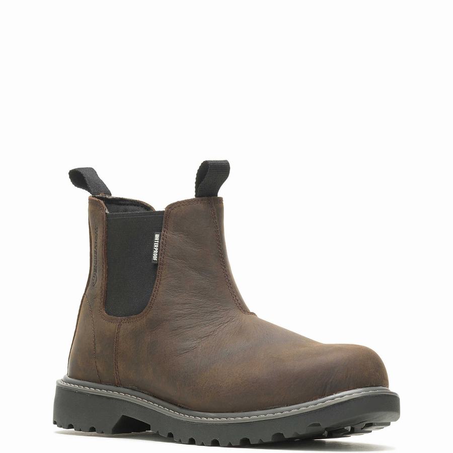 Wolverine Floorhand Steel-Toe Romeo Munkabakancs Férfi Sötétbarna | QII6937ZR