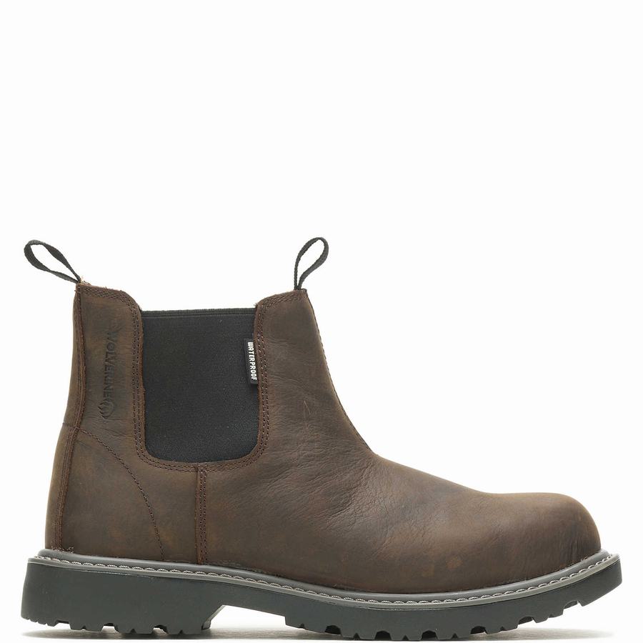 Wolverine Floorhand Steel-Toe Romeo Munkabakancs Férfi Sötétbarna | QII6937ZR