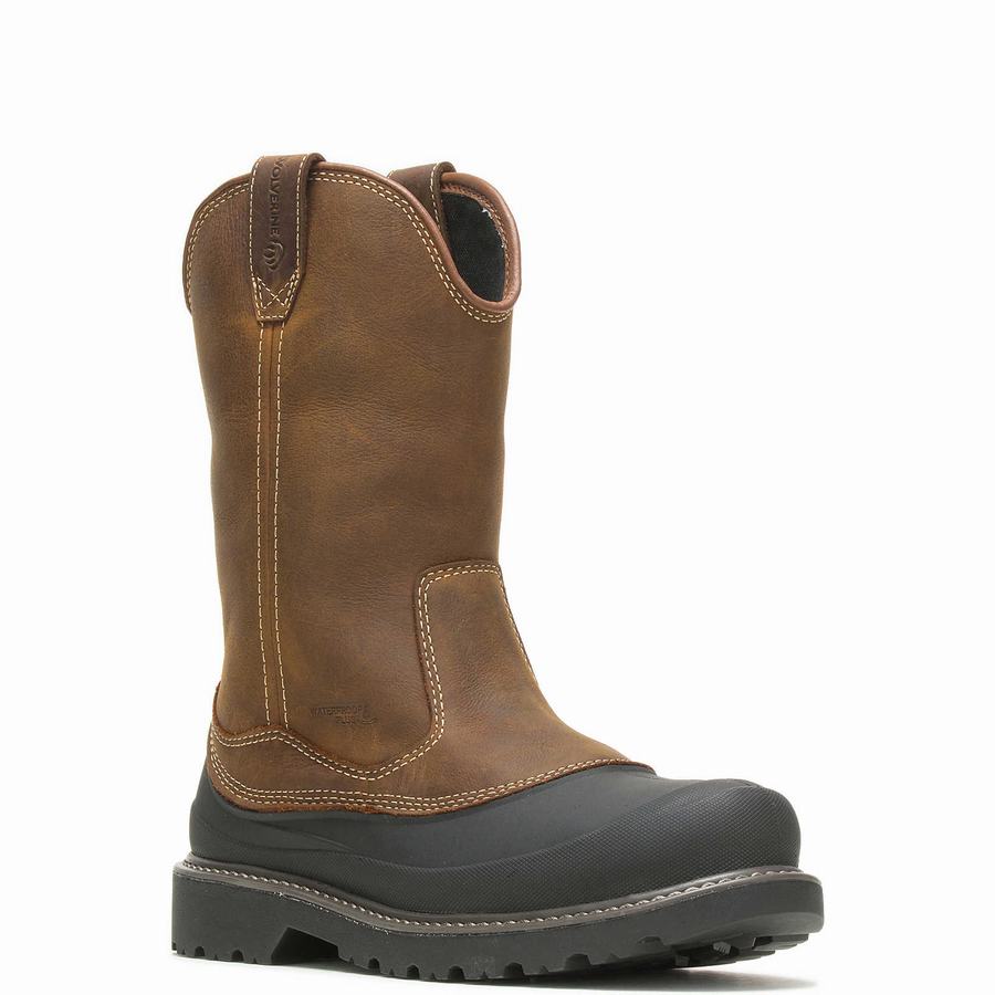 Wolverine Floorhand Swamp Steel-Toe Work Wellington Csizma Férfi Sötétbarna | PBX2713XV