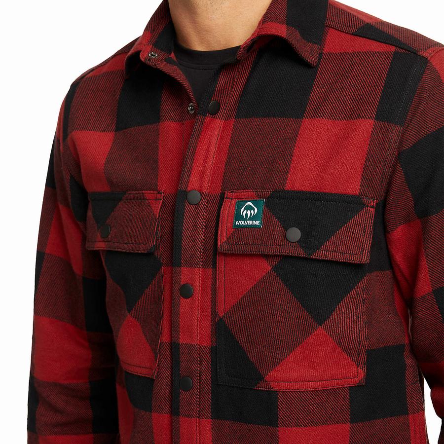 Wolverine Forge Flannel Overshirt Ingek Férfi Sötétpiros Fekete | MMK9584EY