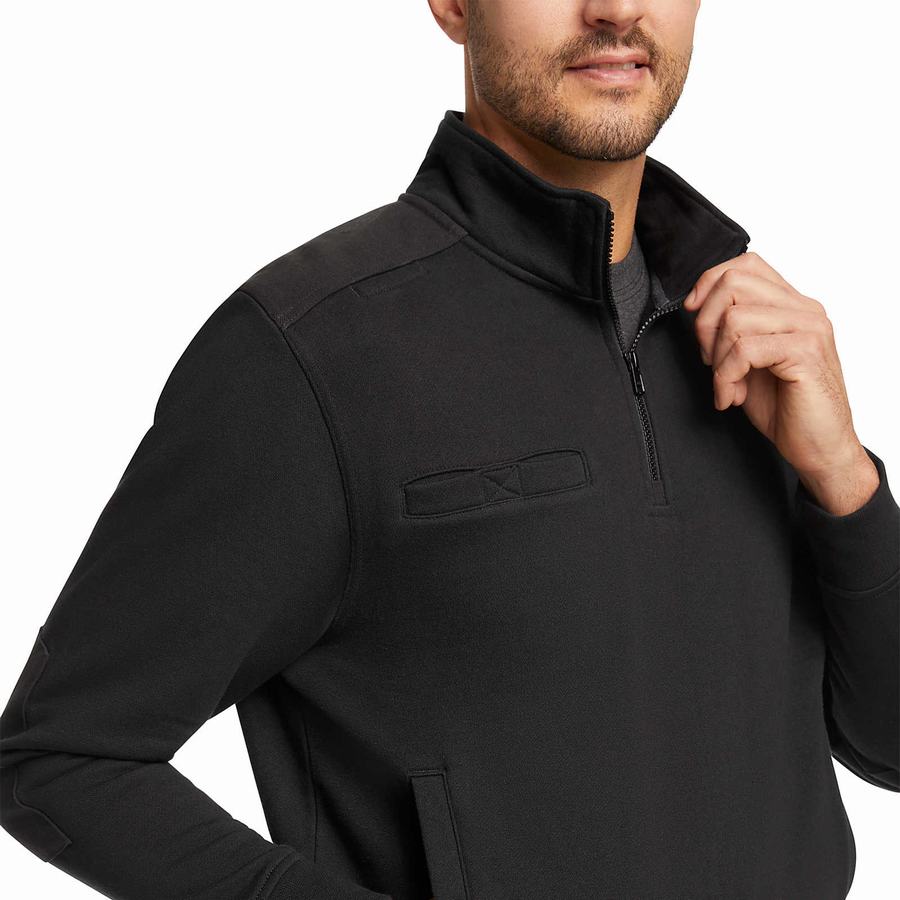 Wolverine Job Shirt Quarter Zip Polár Férfi Fekete | NBY2694NY