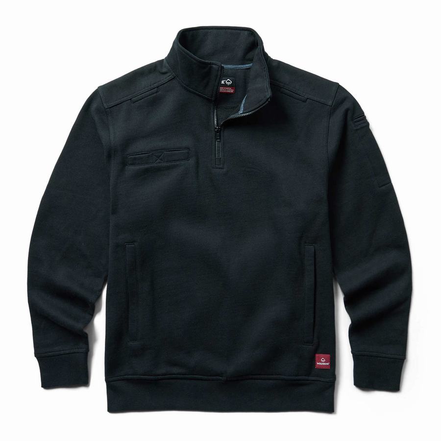 Wolverine Job Shirt Quarter Zip Polár Férfi Fekete | NBY2694NY