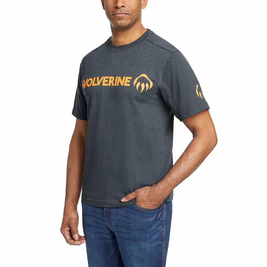 Wolverine Modern Fit Short Sleeve Graphic Tee Póló Férfi Sötétkék Narancssárga | LBM5198BE