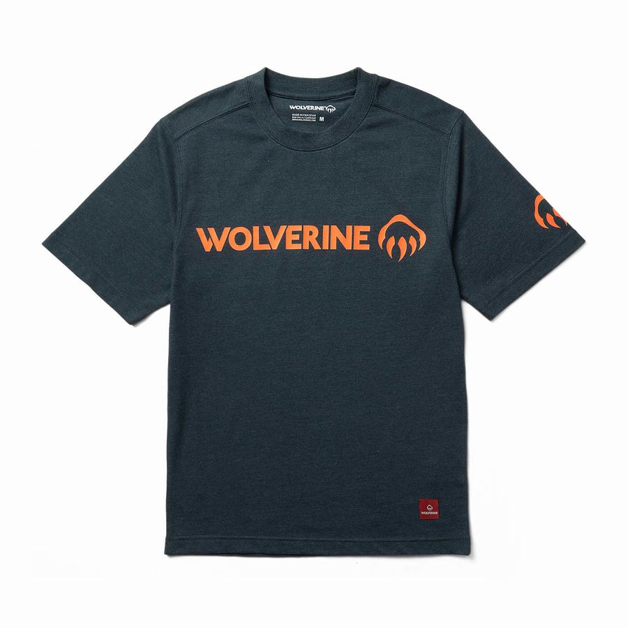 Wolverine Modern Fit Short Sleeve Graphic Tee Póló Férfi Sötétkék Narancssárga | LBM5198BE