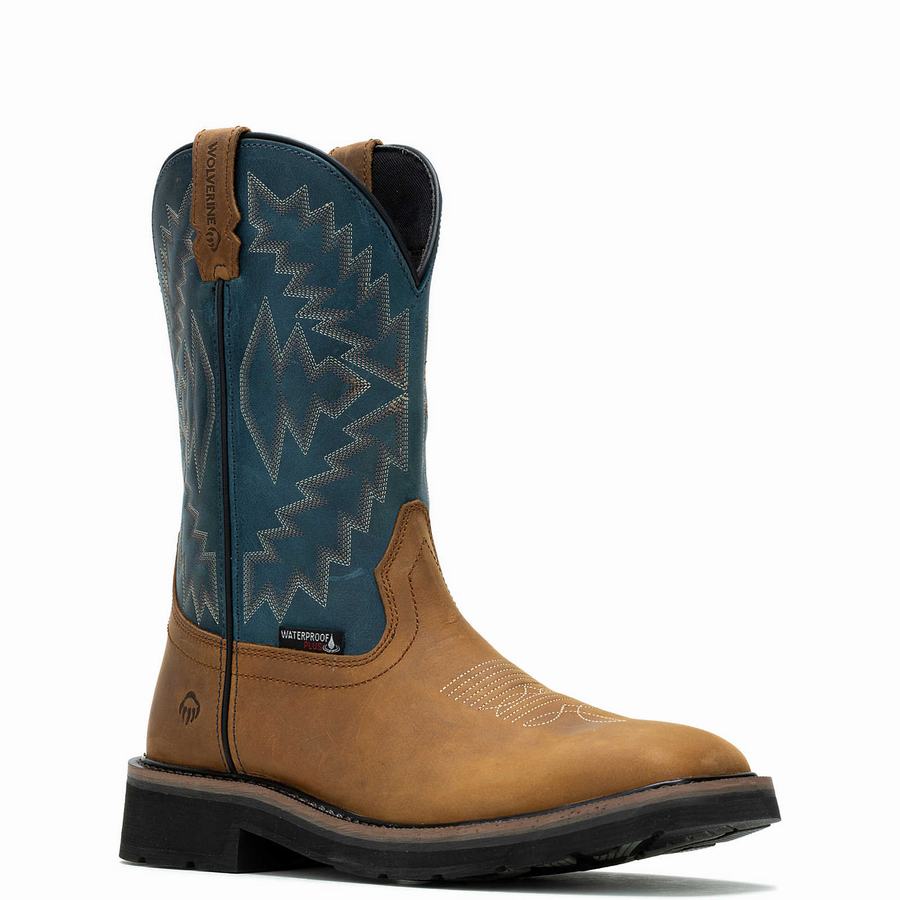 Wolverine Rancher Arrow Steel-Toe Wellington Csizma Férfi Kék Barna | LHU8536BG