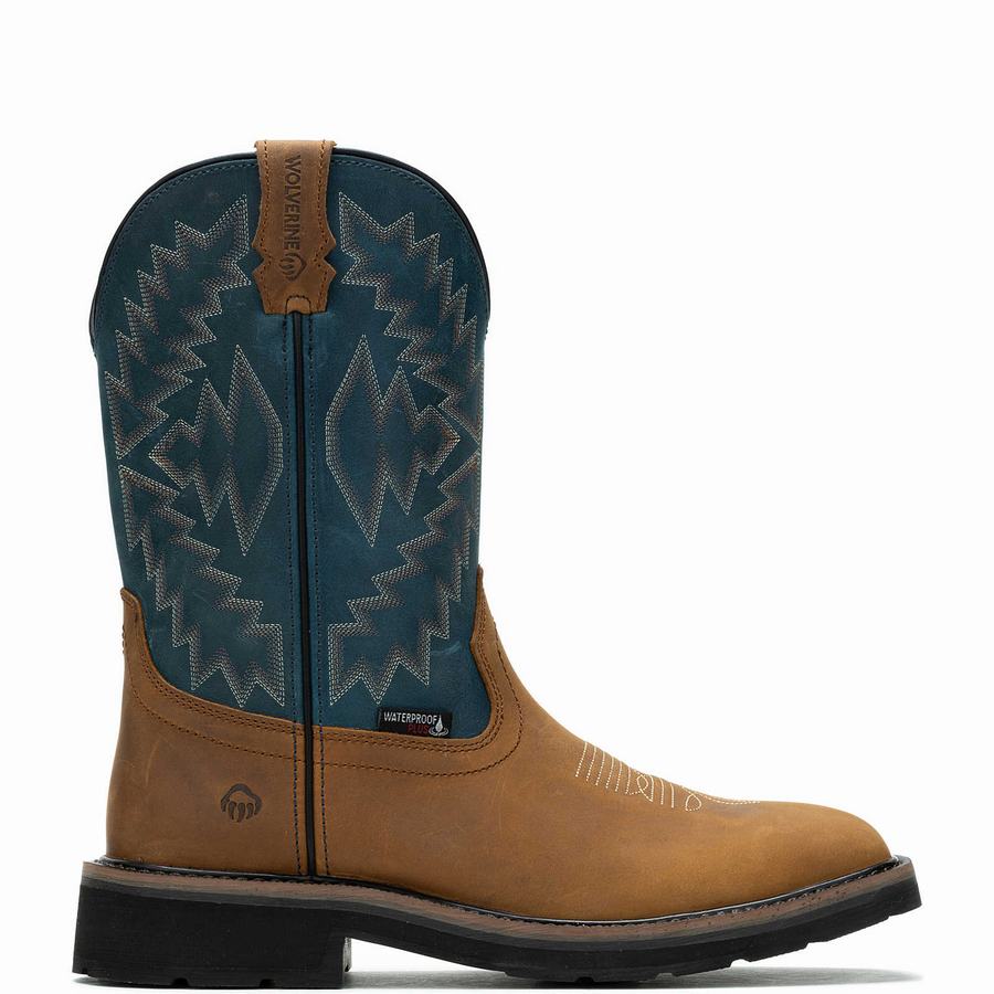 Wolverine Rancher Arrow Steel-Toe Wellington Csizma Férfi Kék Barna | LHU8536BG