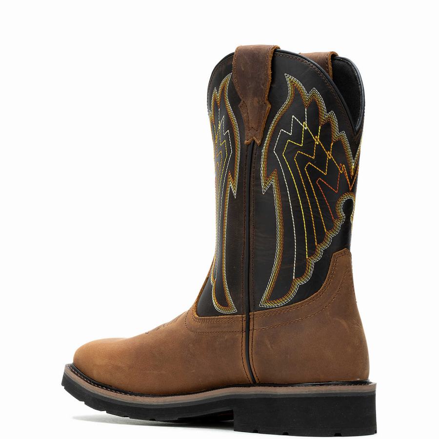 Wolverine Rancher Eagle Waterproof Steel-Toe Wellington Csizma Férfi Barna Fekete | EER1498YL