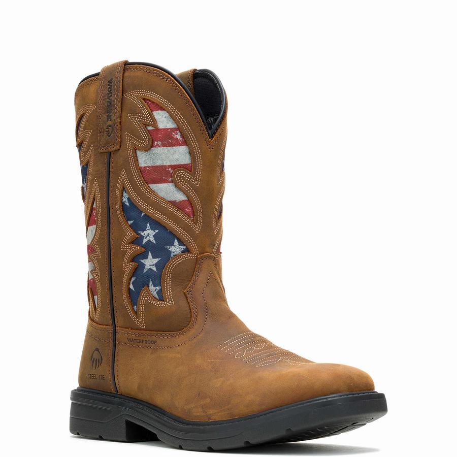 Wolverine Rancher Flag Steel-Toe Wellington Csizma Férfi Barna | GOQ5750HU