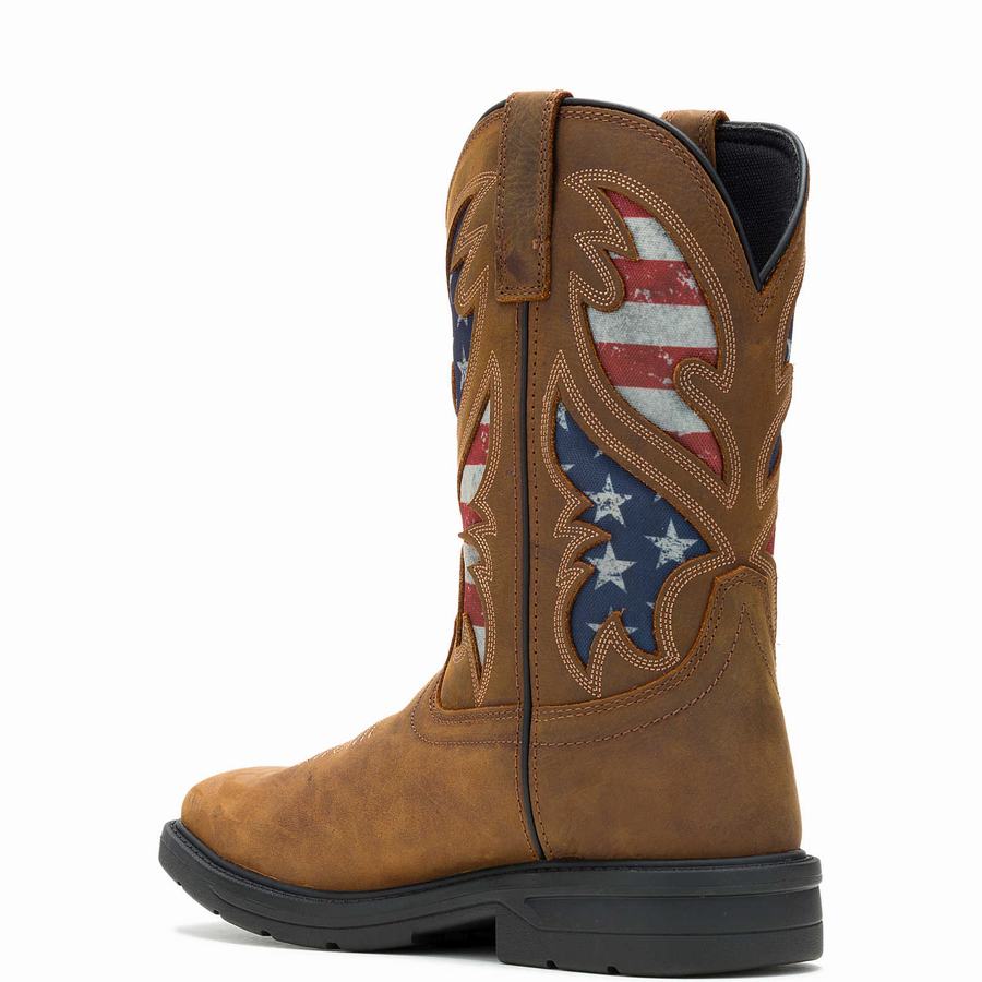 Wolverine Rancher Flag Steel-Toe Wellington Csizma Férfi Barna | GOQ5750HU