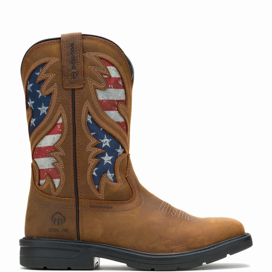 Wolverine Rancher Flag Steel-Toe Wellington Csizma Férfi Barna | GOQ5750HU