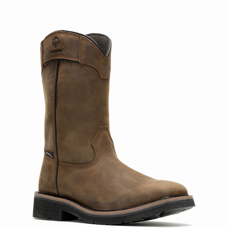 Wolverine Rancher Pull-Tab Waterproof Steel-Toe Wellington Csizma Férfi Sötétkávé | FEU8723MI