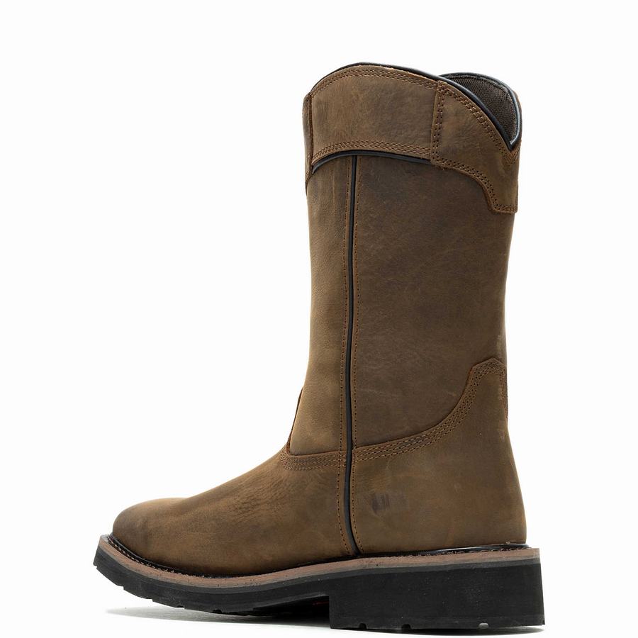 Wolverine Rancher Pull-Tab Waterproof Steel-Toe Wellington Csizma Férfi Sötétkávé | FEU8723MI