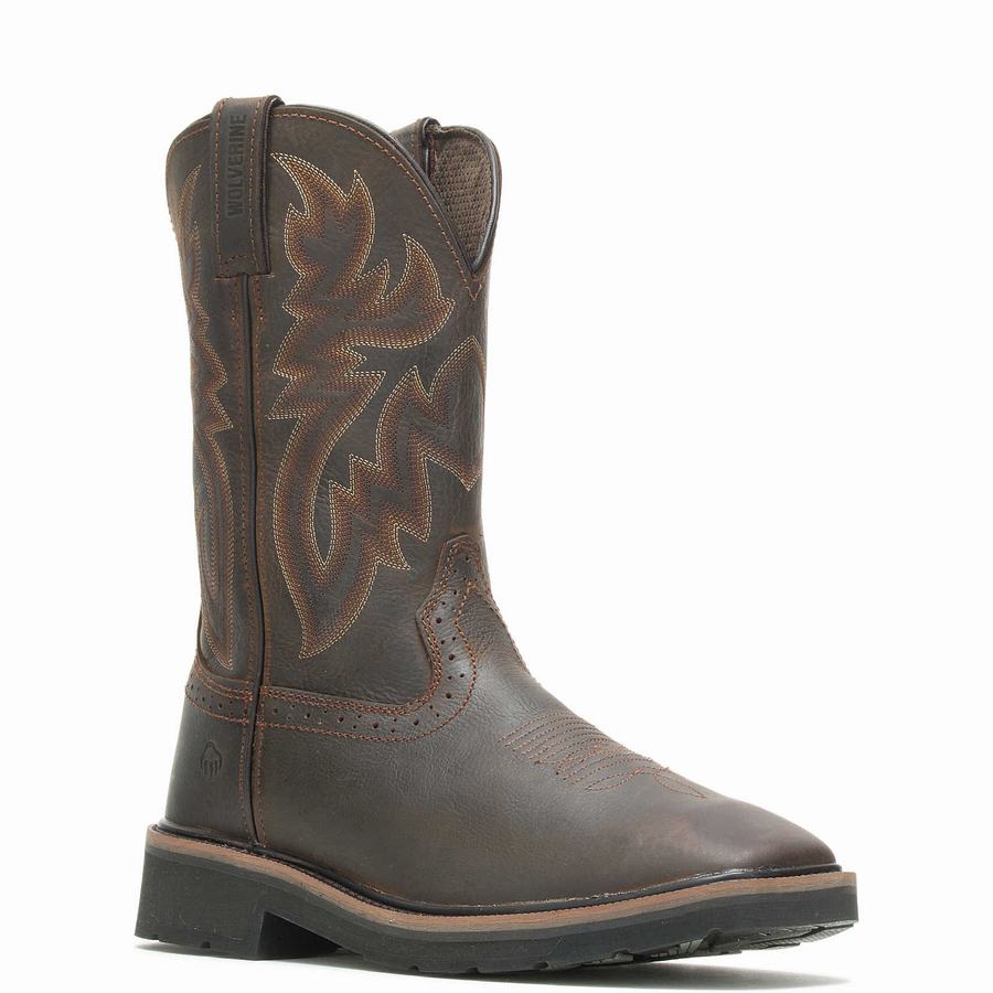 Wolverine Rancher Square-Toe Wellington Csizma Férfi Barna Piros | YKT6229JZ