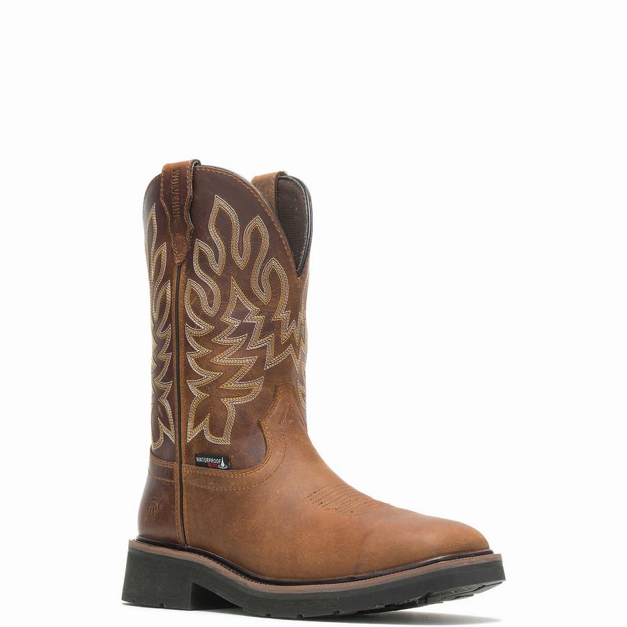 Wolverine Rancher Waterproof Steel-Toe Wellington Csizma Férfi Barna | TBU7585XO