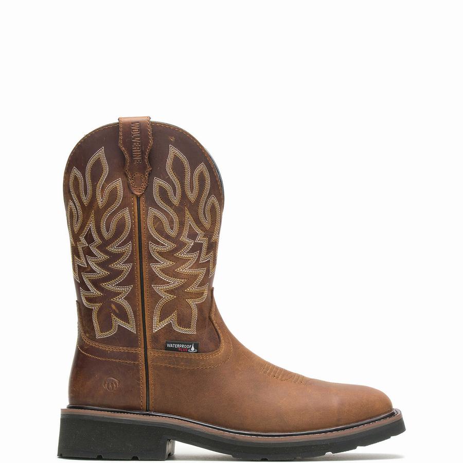 Wolverine Rancher Waterproof Steel-Toe Wellington Csizma Férfi Barna | TBU7585XO