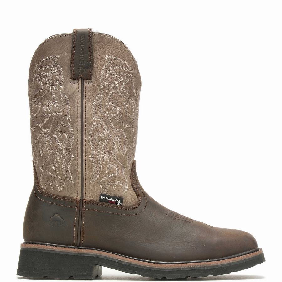 Wolverine Rancher Waterproof Steel-Toe Work Wellington Csizma Férfi Szürke Barna | FYR3028RA