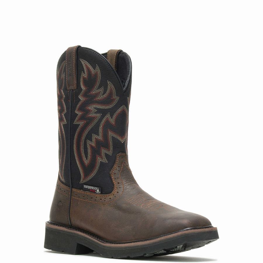 Wolverine Rancher Waterproof Wellington Csizma Férfi Fekete Barna | AUU320RU