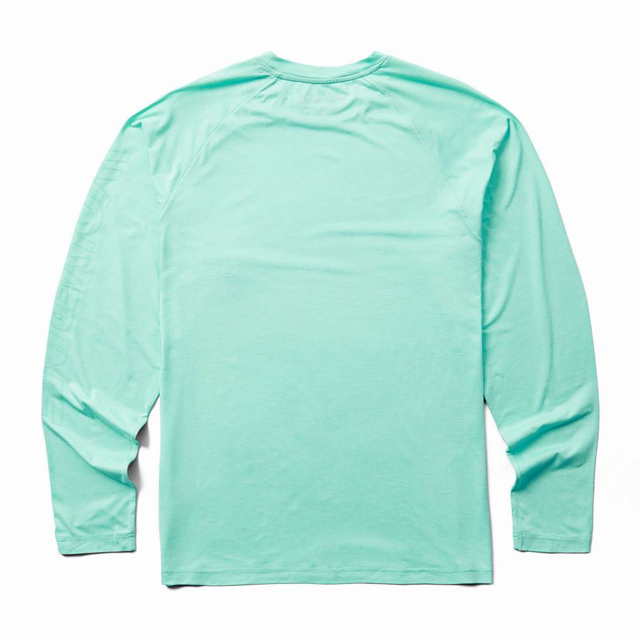 Wolverine Sun-Stop Long Sleeve Crew Póló Férfi Zöld | EHF7429XW