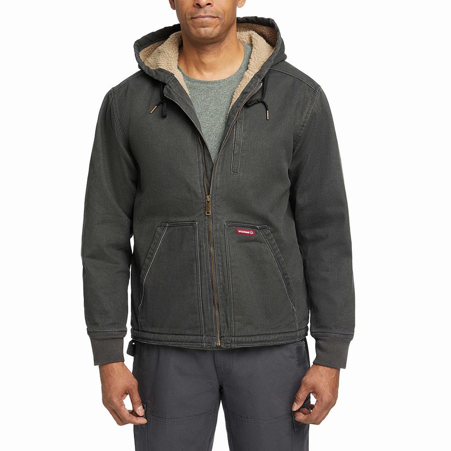 Wolverine Upland Sherpa Lined Hooded Kabát Férfi Fekete | EFF7545VP