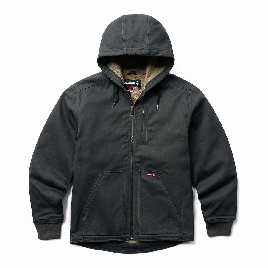 Wolverine Upland Sherpa Lined Hooded Kabát Férfi Fekete | EFF7545VP