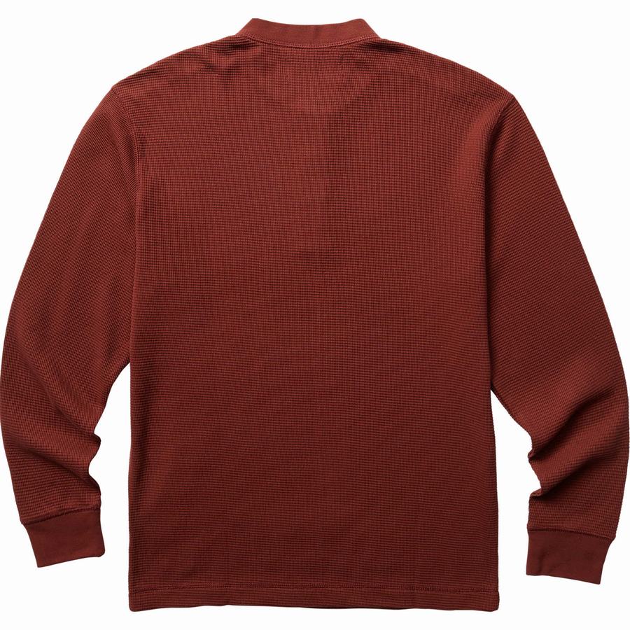 Wolverine Walden Long Sleeve Henley Big & Tall Póló Férfi Sötétpiros | LGR5794IN